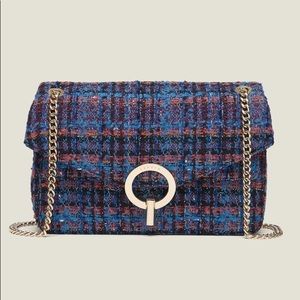 Sandro YZA Tweed Shoulder Bag NWT Blue